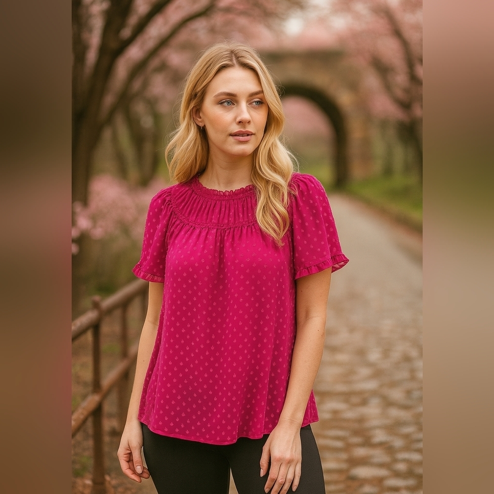 J Crew Gathered bib top in drapey swiss dot Sz XXS